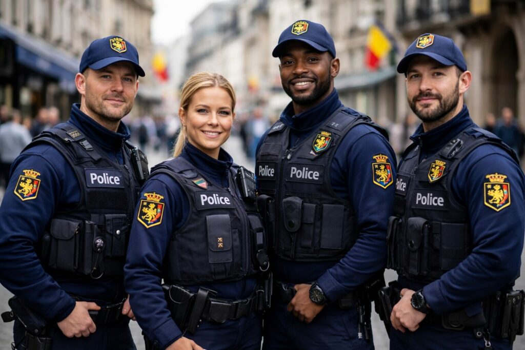 Groupe de policiers belges.